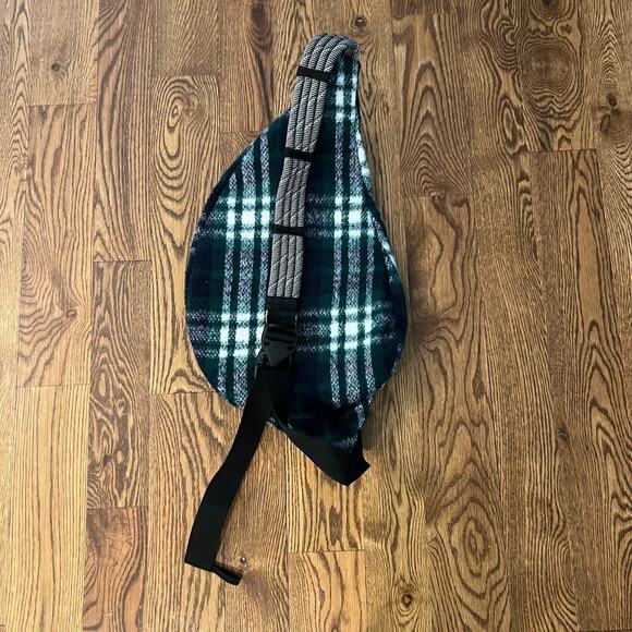 Kavu Rope Sling Bag Unisex Green Multi Flannel Plaid Adjustable Crossbody Strap - Picture 3 of 8